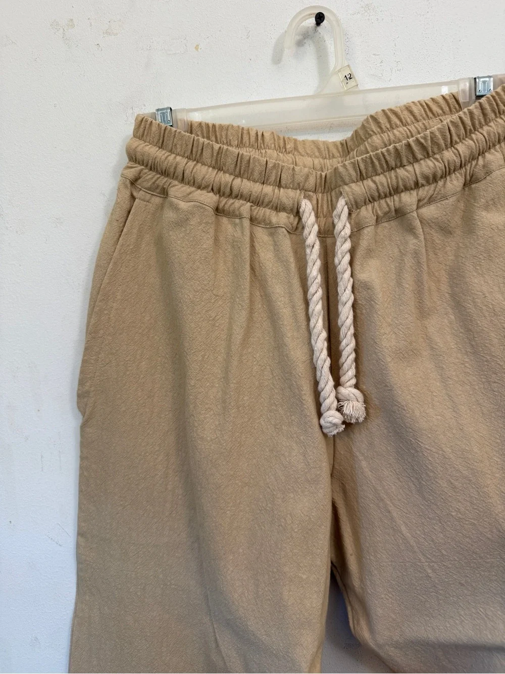 NWT Tan Drawstring Casual Cotton Summer Pants S